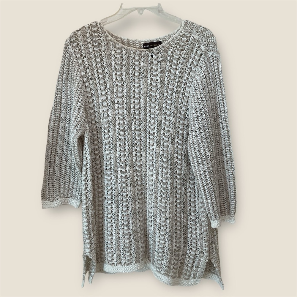 Dana Buchman Textured Knit Sweater - Light Gray